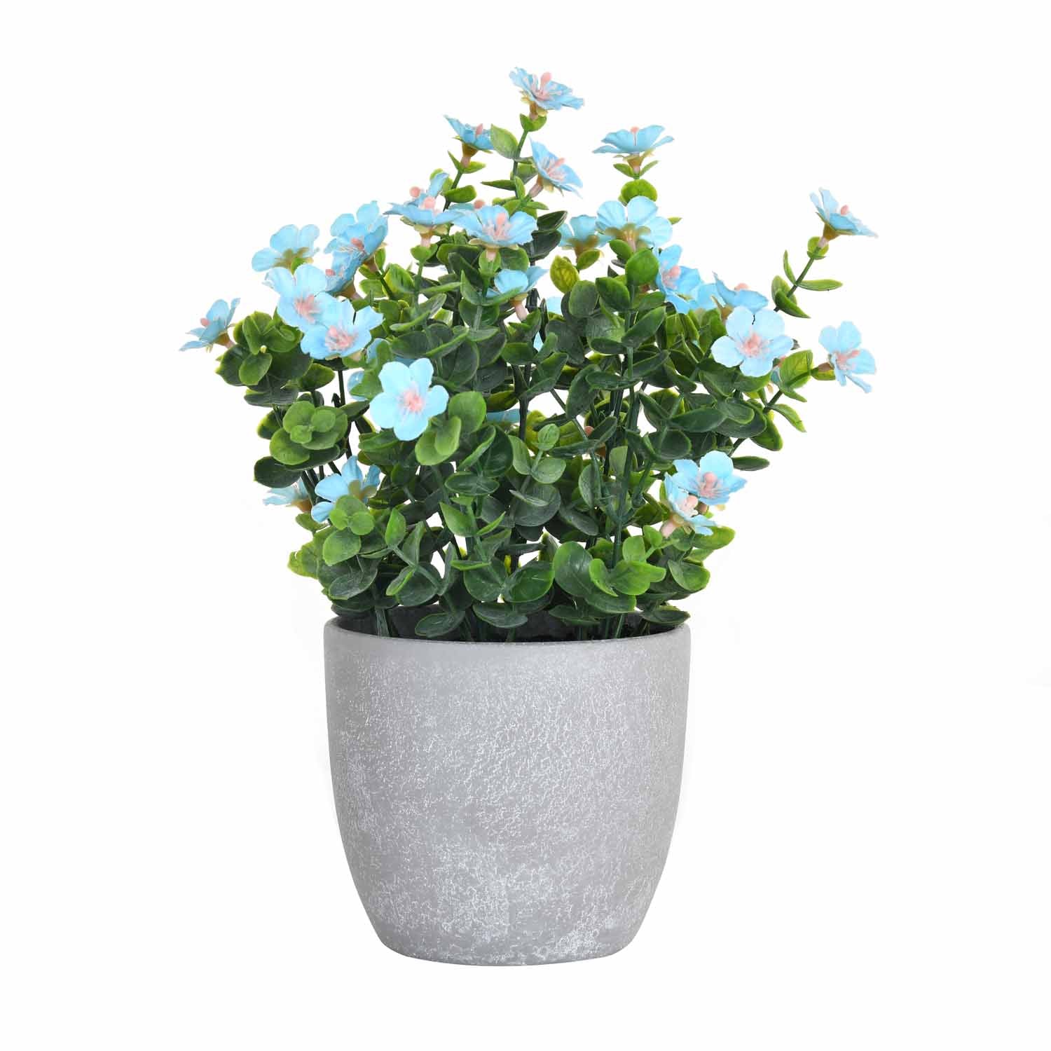 Artificial Gypsophila Flower Plant with Ceramic Pot- Blue