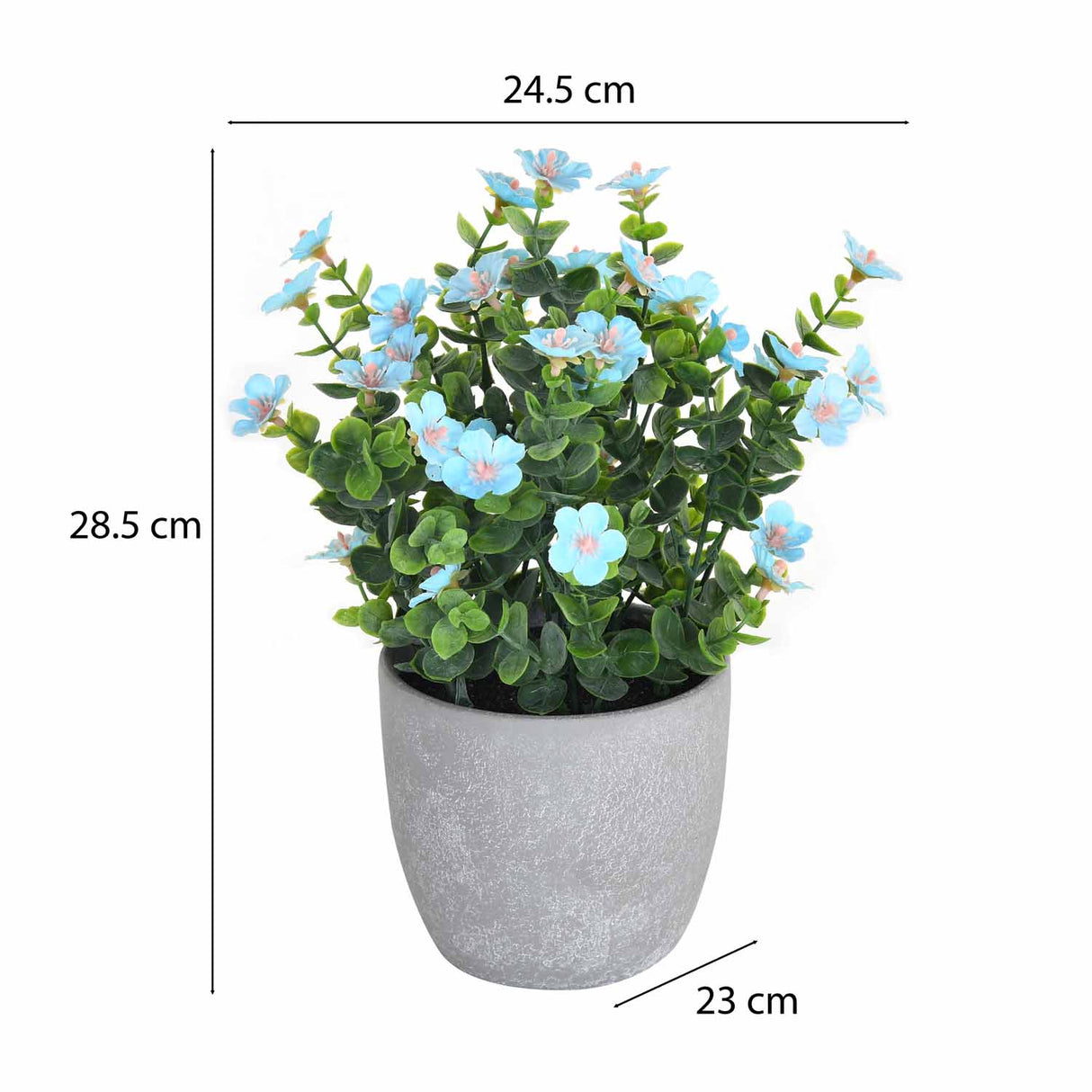 Artificial Gypsophila Flower Plant with Ceramic Pot- Blue
