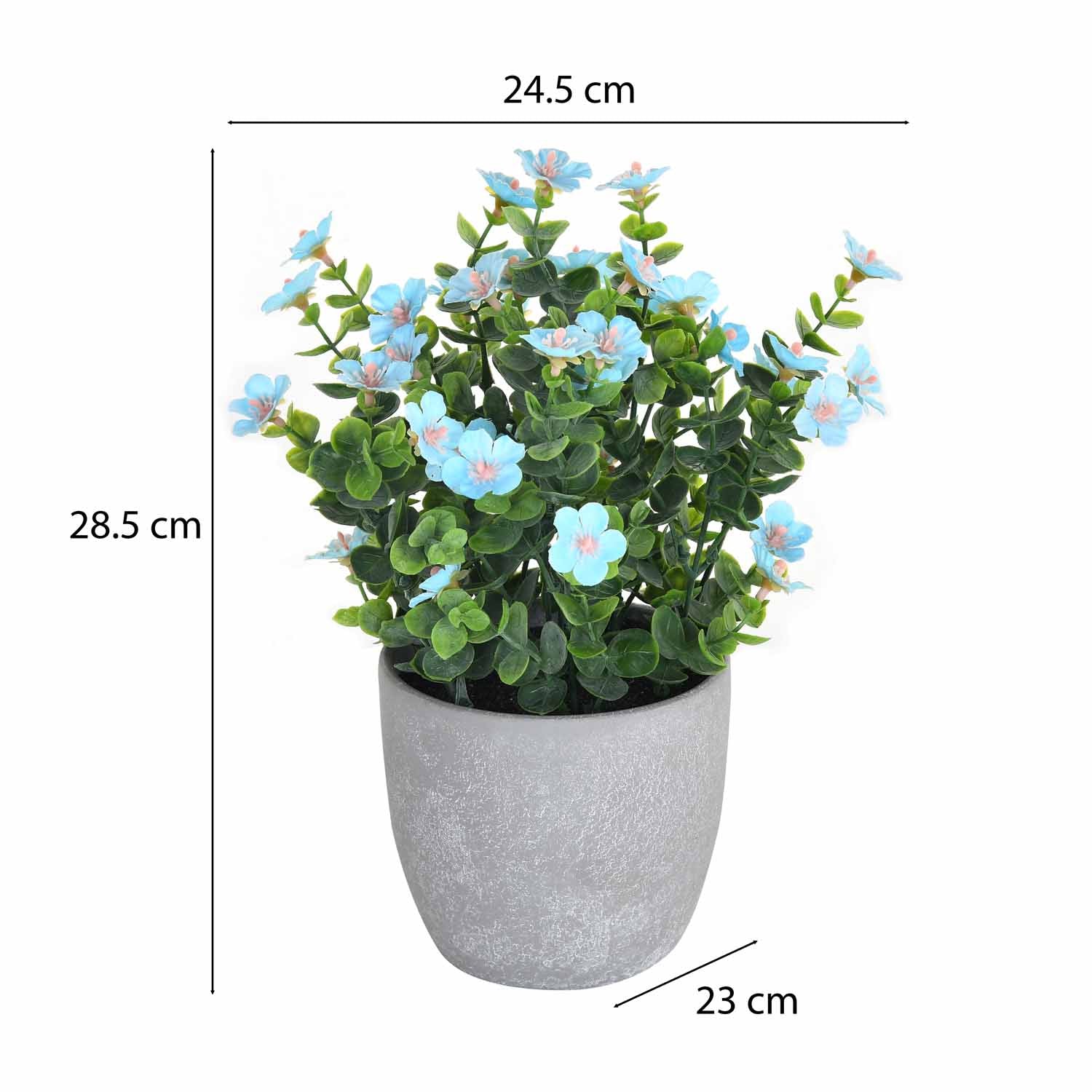 Artificial Gypsophila Flower Plant with Ceramic Pot- Blue