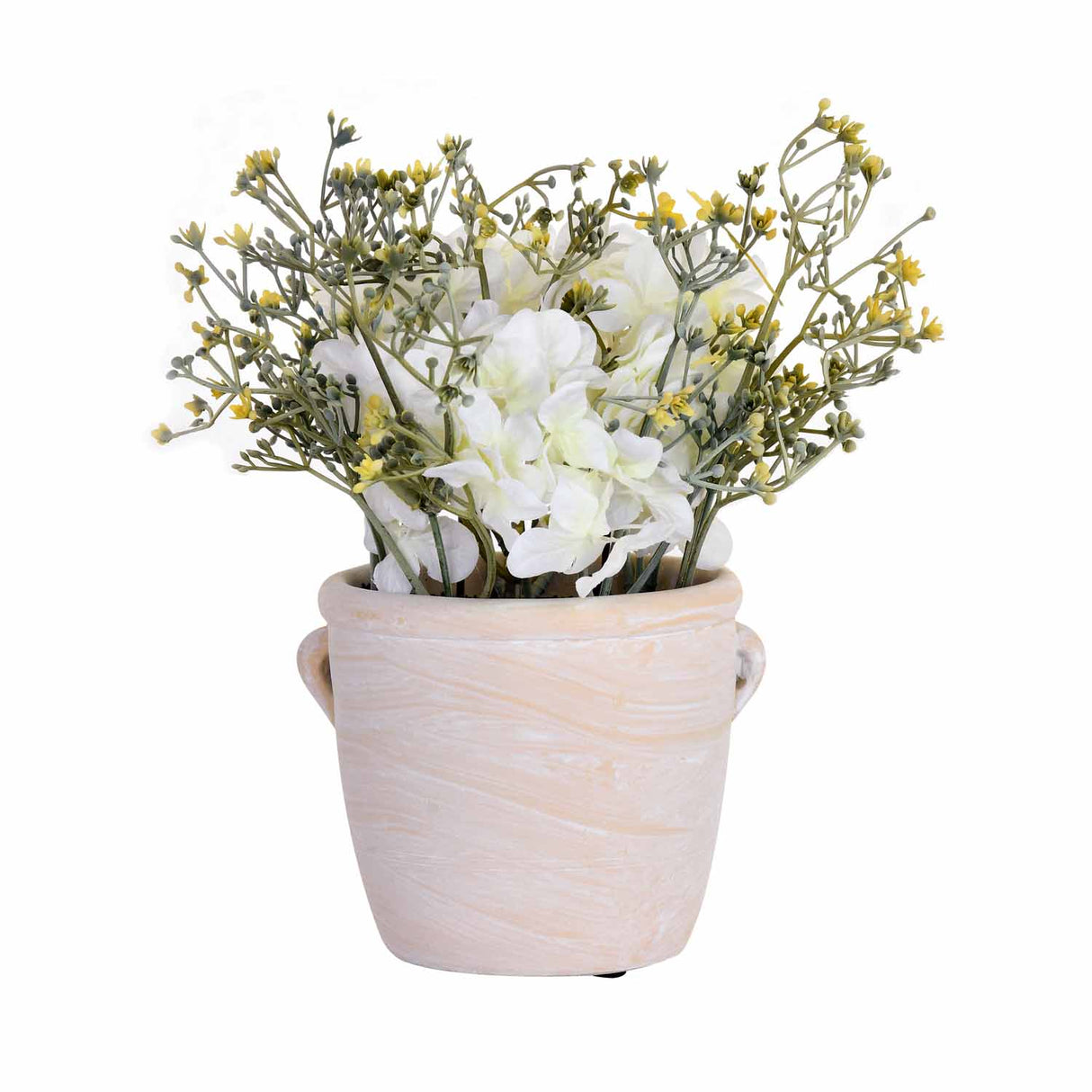 Artificial Multi Flowers Potted Plant - White