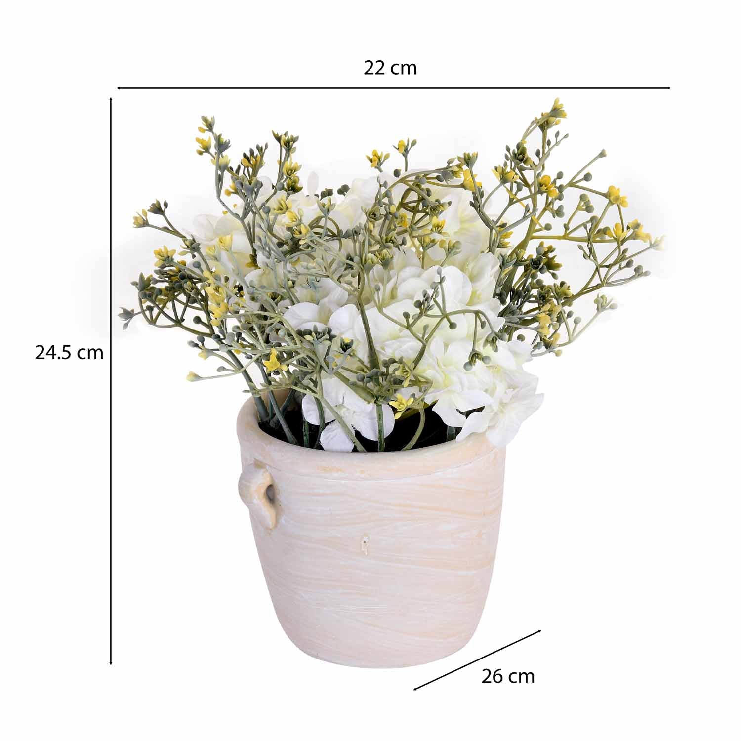 Artificial Multi Flowers Potted Plant - White