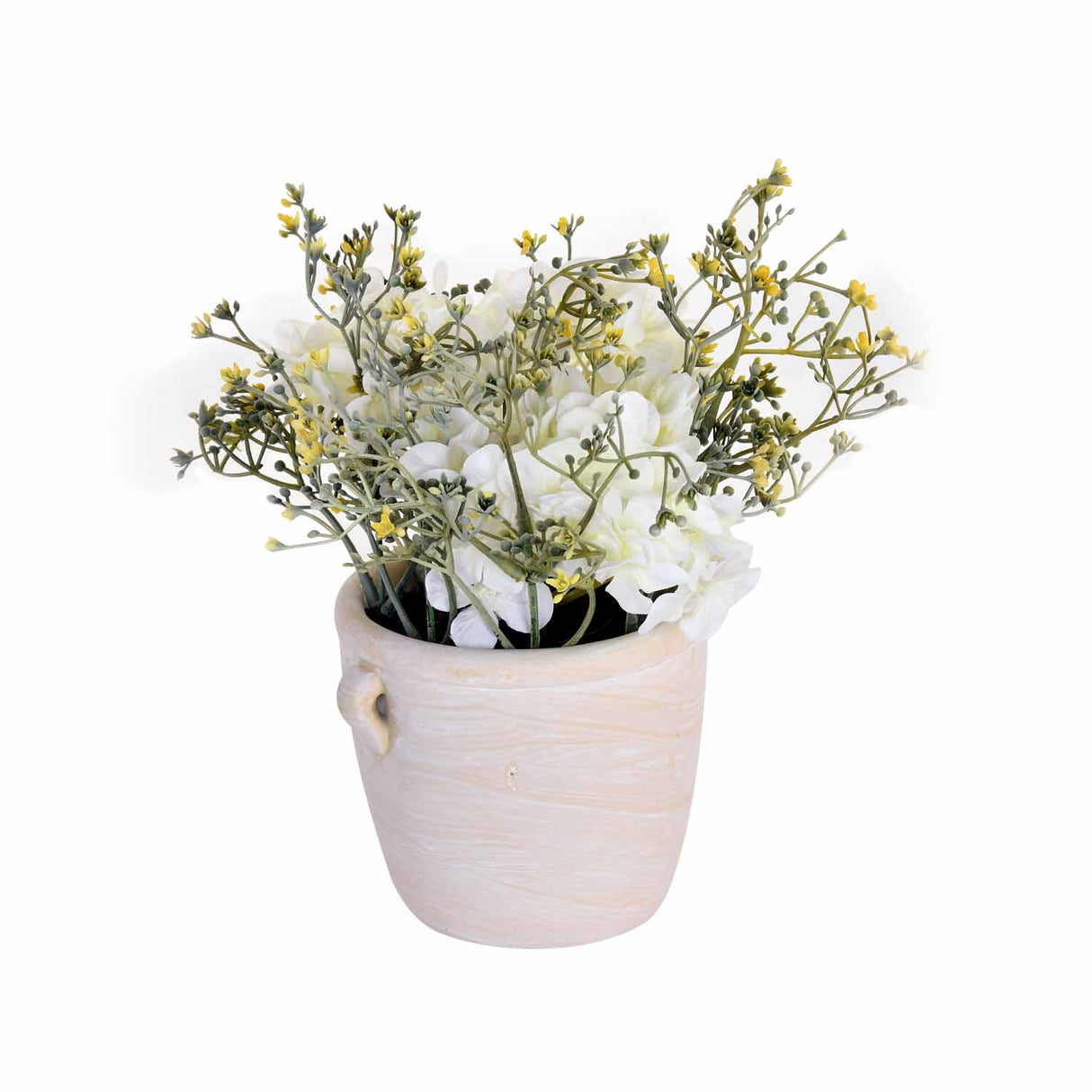 Artificial Multi Flowers Potted Plant - White