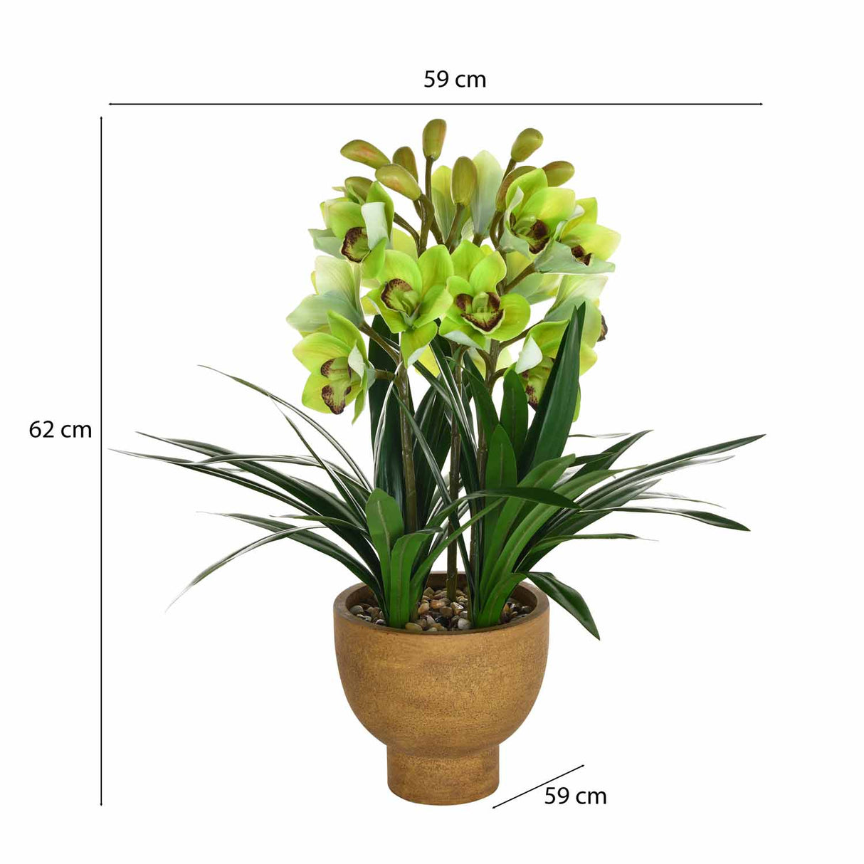 Artificial Orchid Flower Potted Plant - Green