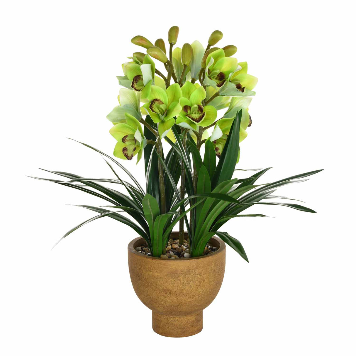 Artificial Orchid Flower Potted Plant - Green