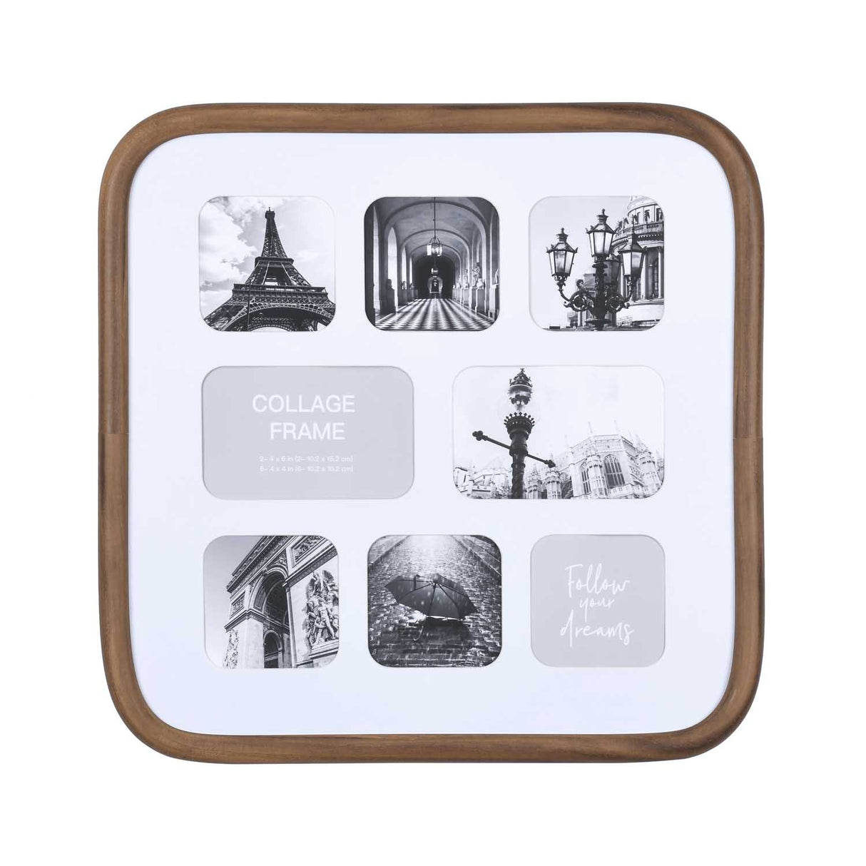 8 Pics Collage Photo Frame- Brown