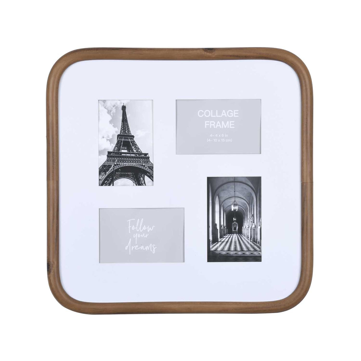 4 Pics Collage Photo Frame- Brown