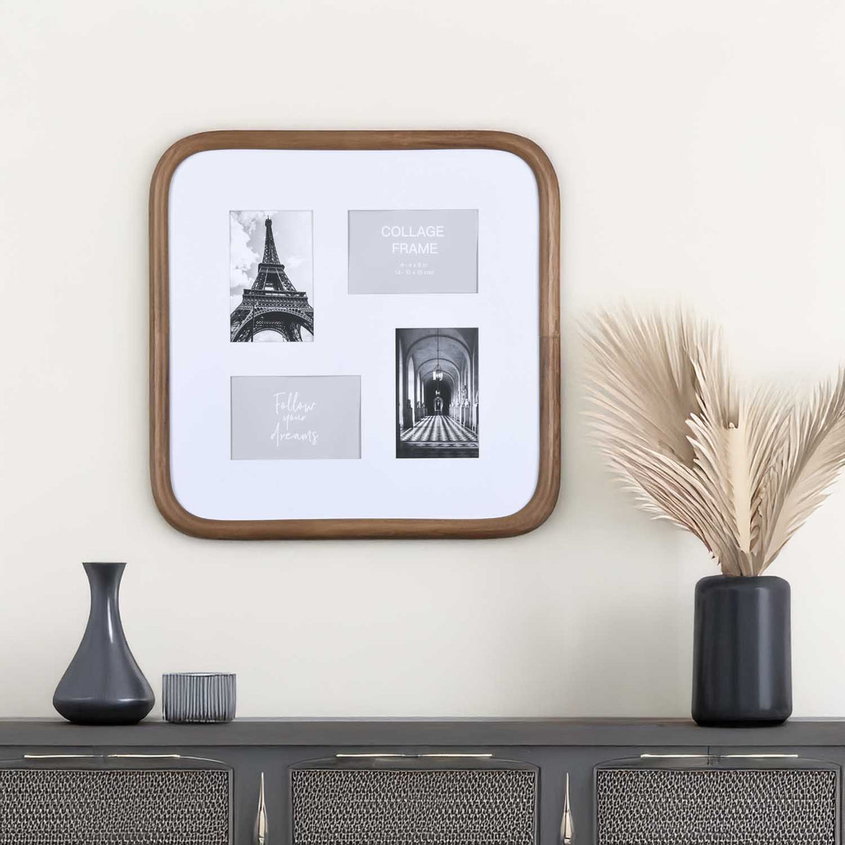 4 Pics Collage Photo Frame- Brown