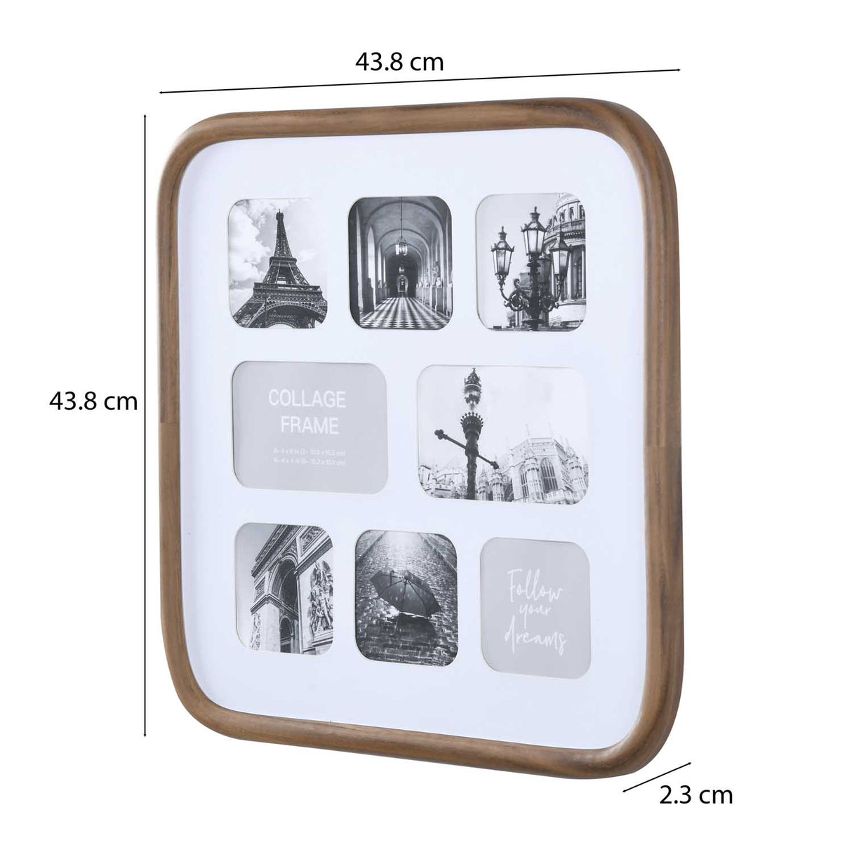 8 Pics Collage Photo Frame- Brown