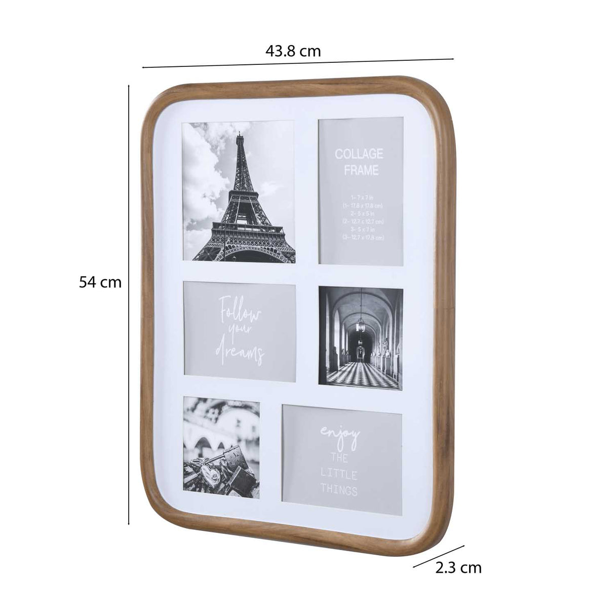 6 Pics Collage Photo Frame- Brown