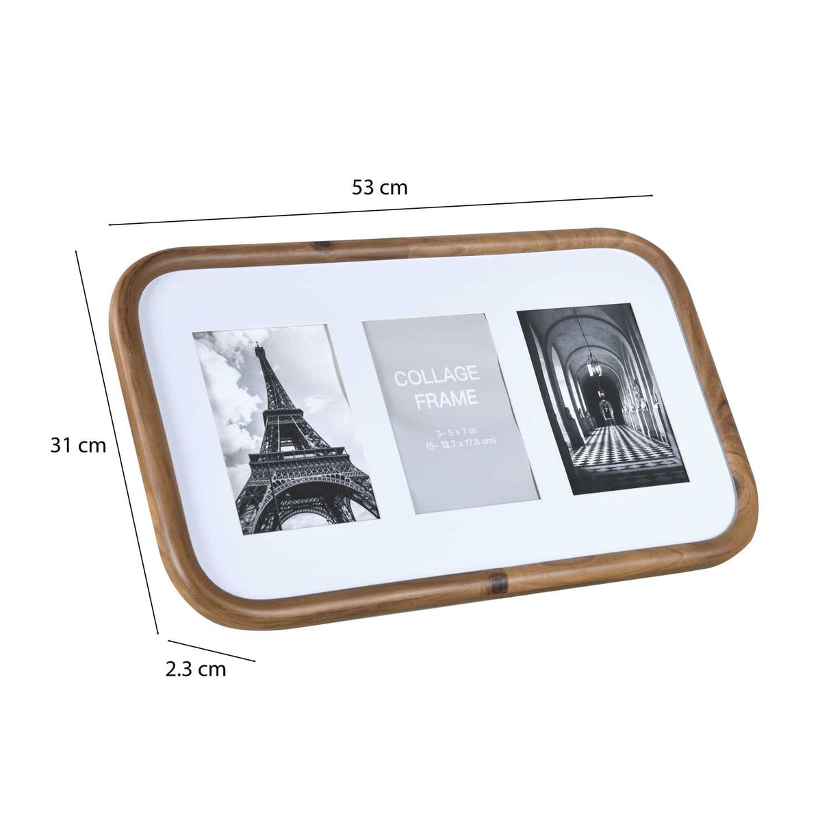 3 Pics Collage Photo Frame- Brown