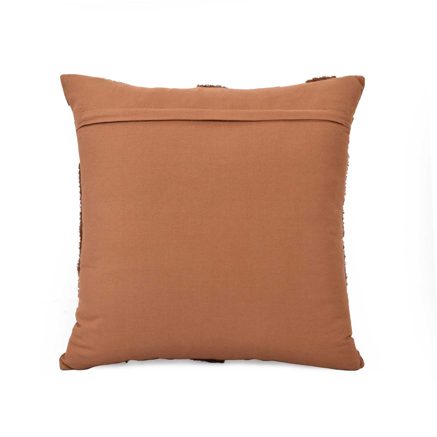Oval Patch Pattern Cotton Cushion Cover- Brown
