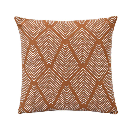 Rhombus Pattern Cotton Cushion Cover- Rust