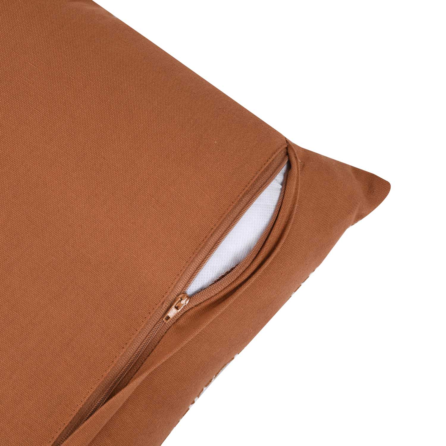 Rhombus Pattern Cotton Cushion Cover- Rust