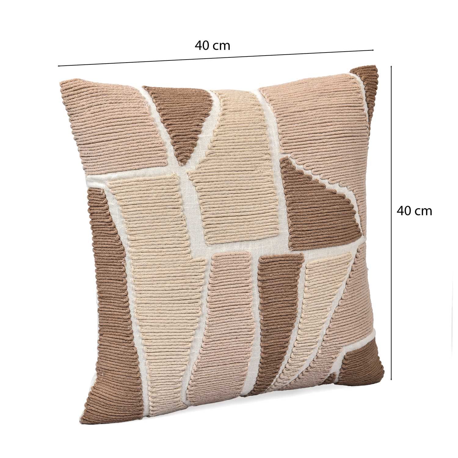 Abstract Patch Pattern Cotton Cushion Cover- Brown