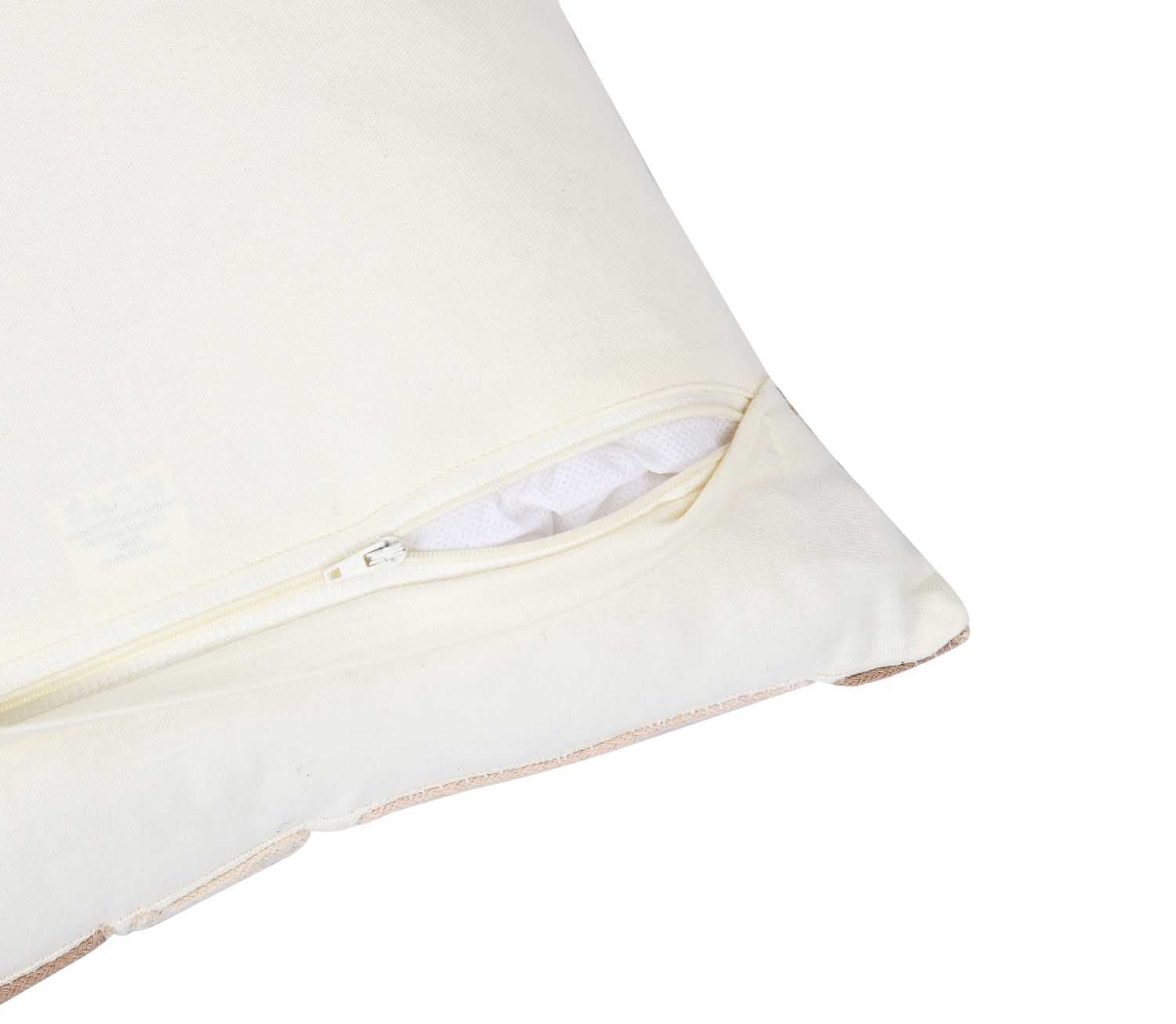 Abstract Patch Pattern Cotton Cushion Cover- Brown