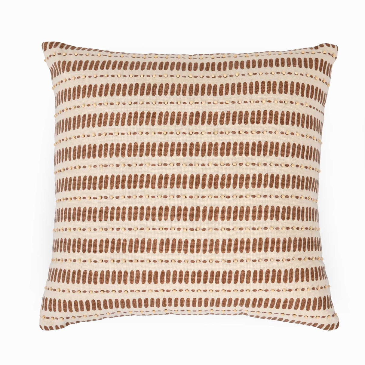 Small Lines Pattern Cotton Cushion Cover- Brown