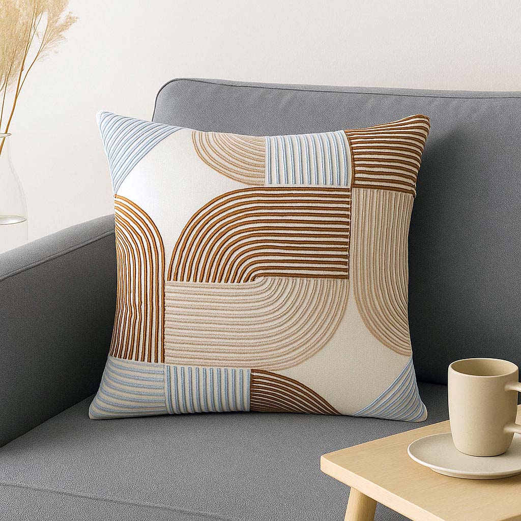 Dori Arches Pattern Cotton Cushion Cover- Brown