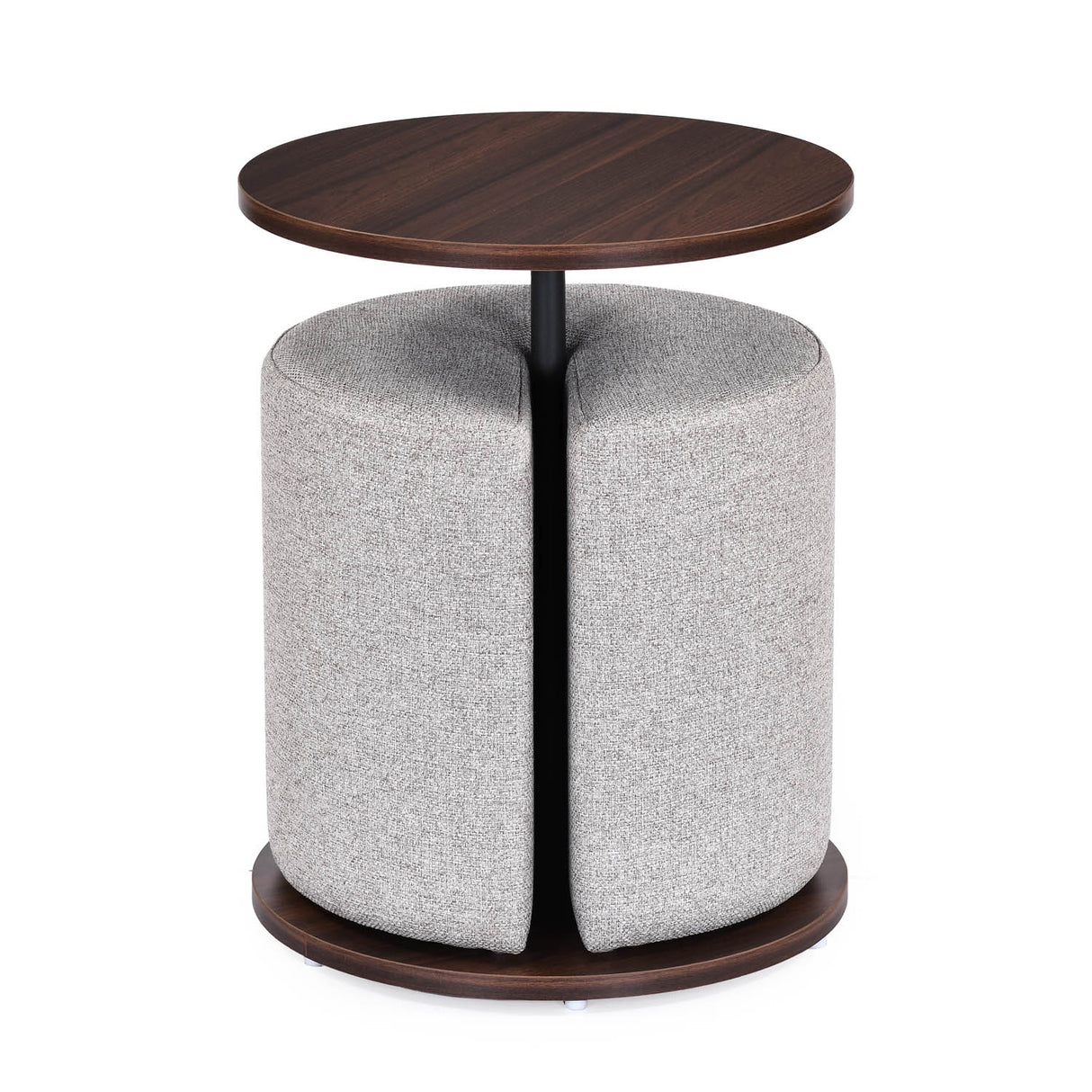 Nicole Side Table with Pouf- Walnut Brown