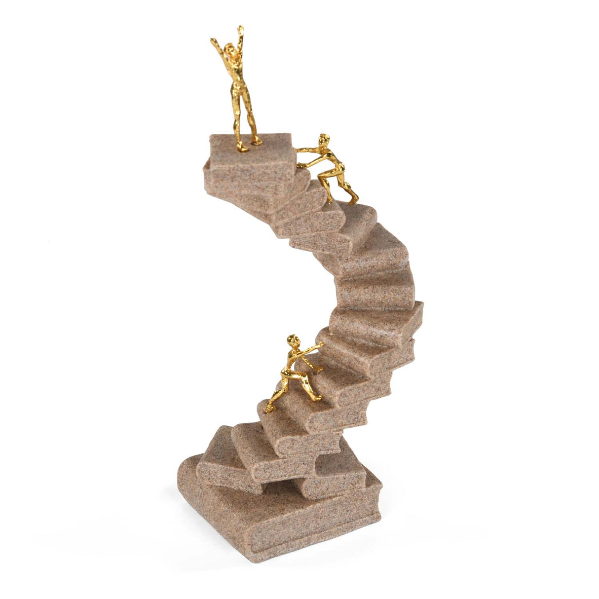 Book Staircase Decorative Polyresin Showpiece- Sand & Gold