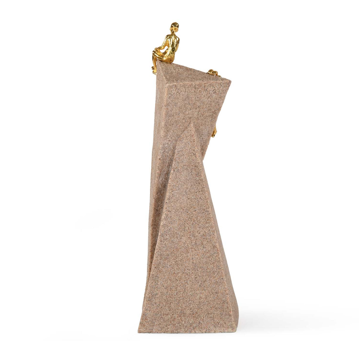 Figures On Polygon Decorative Polyresin Showpiece- Sand & Gold