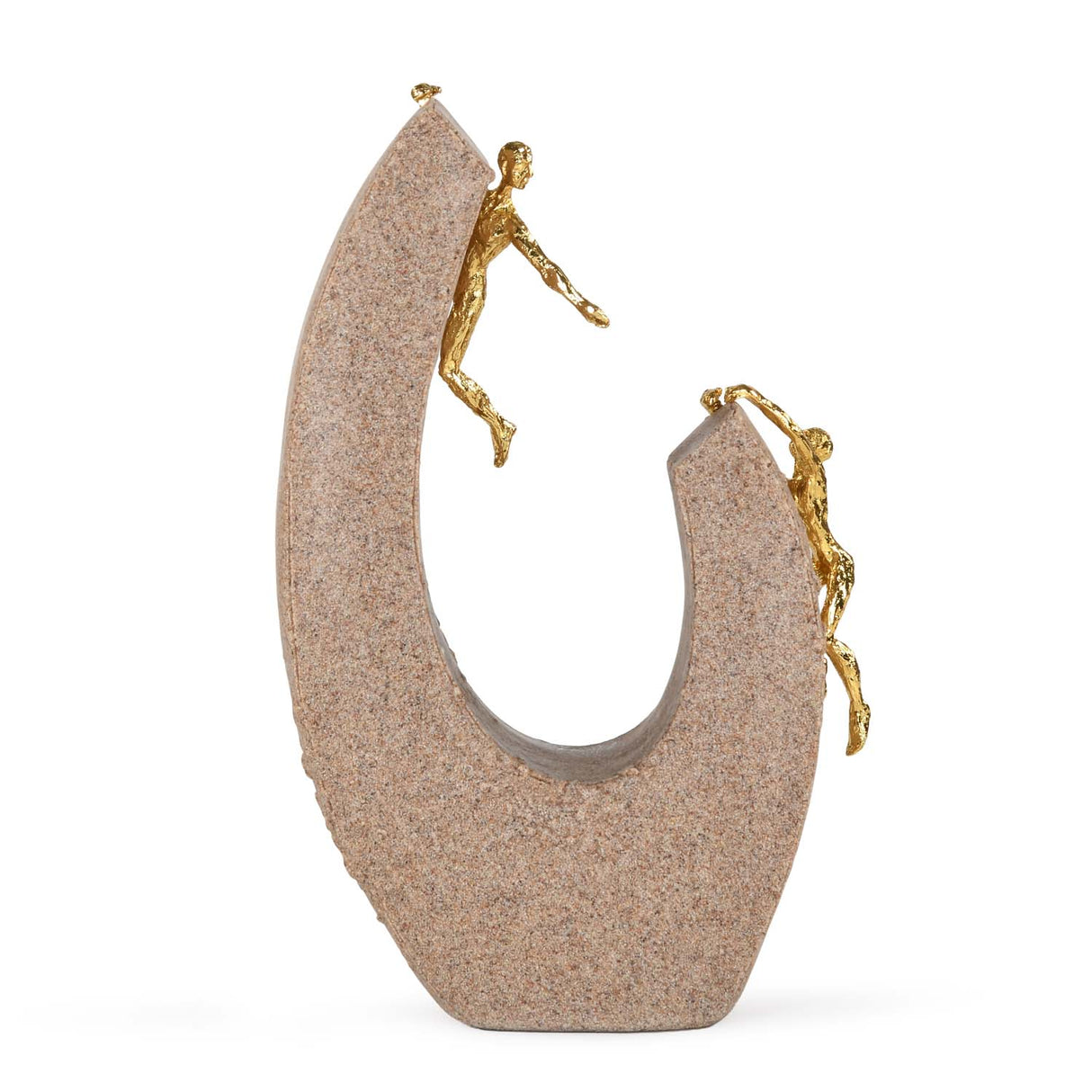 Climbing Figures Decorative Polyresin Showpiece- Sand & Gold