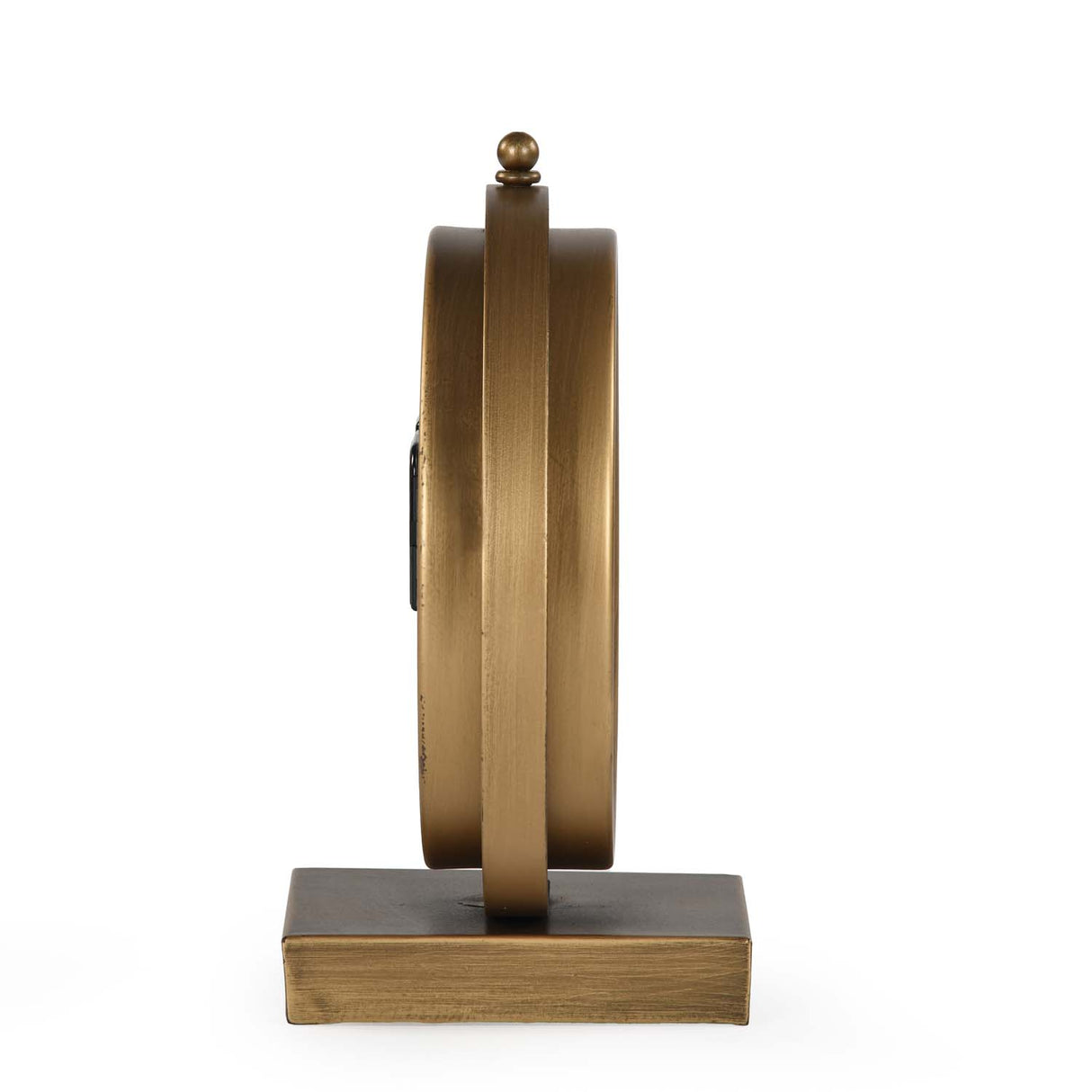 C-Shaped Stand Metal Table Clock- Gold & White