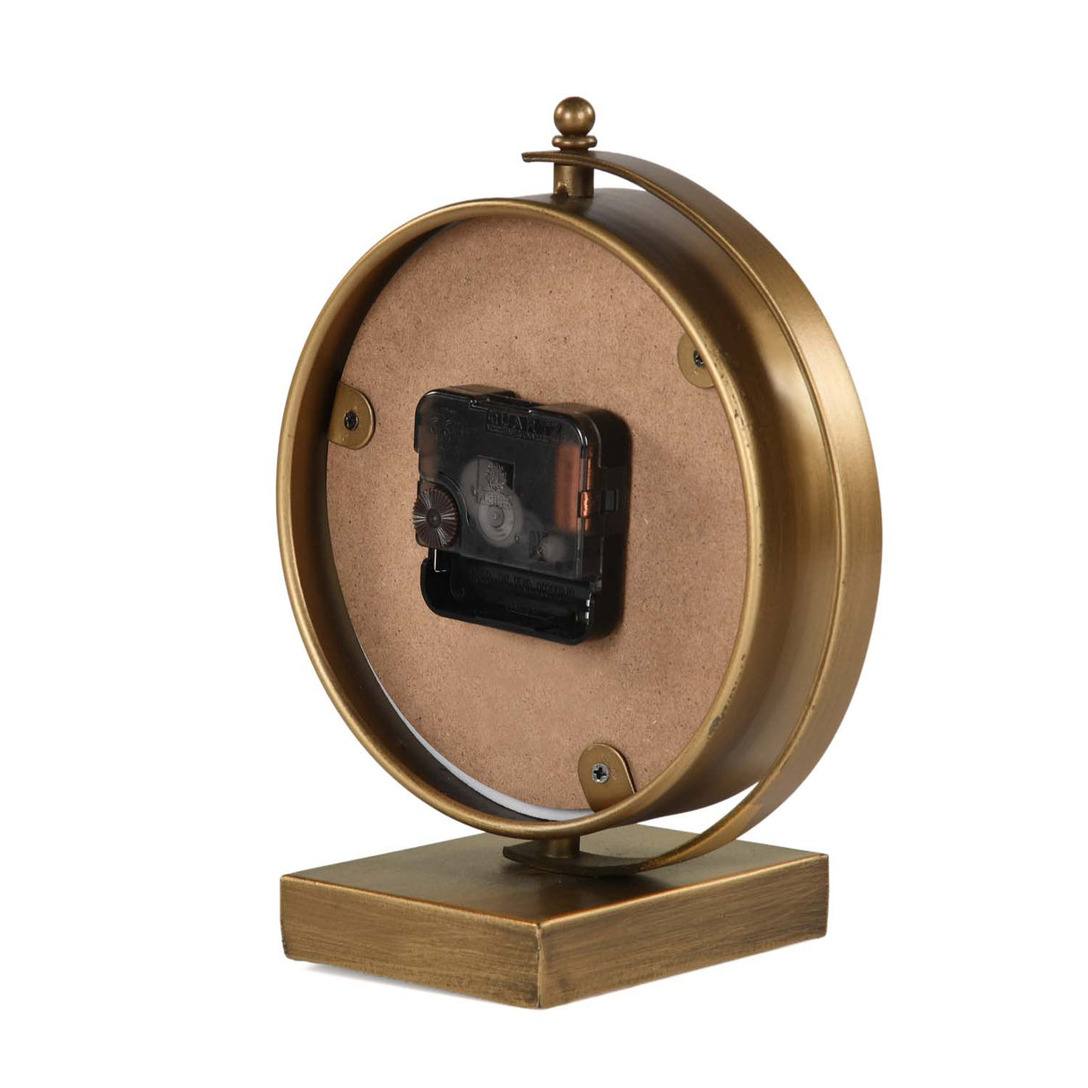 C-Shaped Stand Metal Table Clock- Gold & White