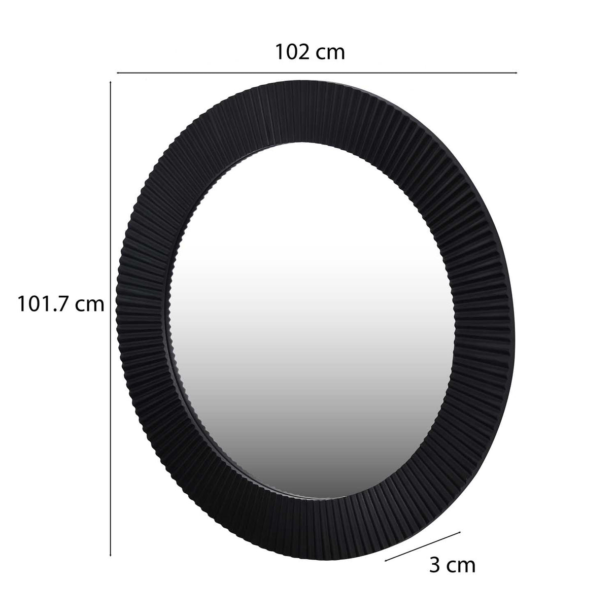 Round Fluted Wall Mirror- Black