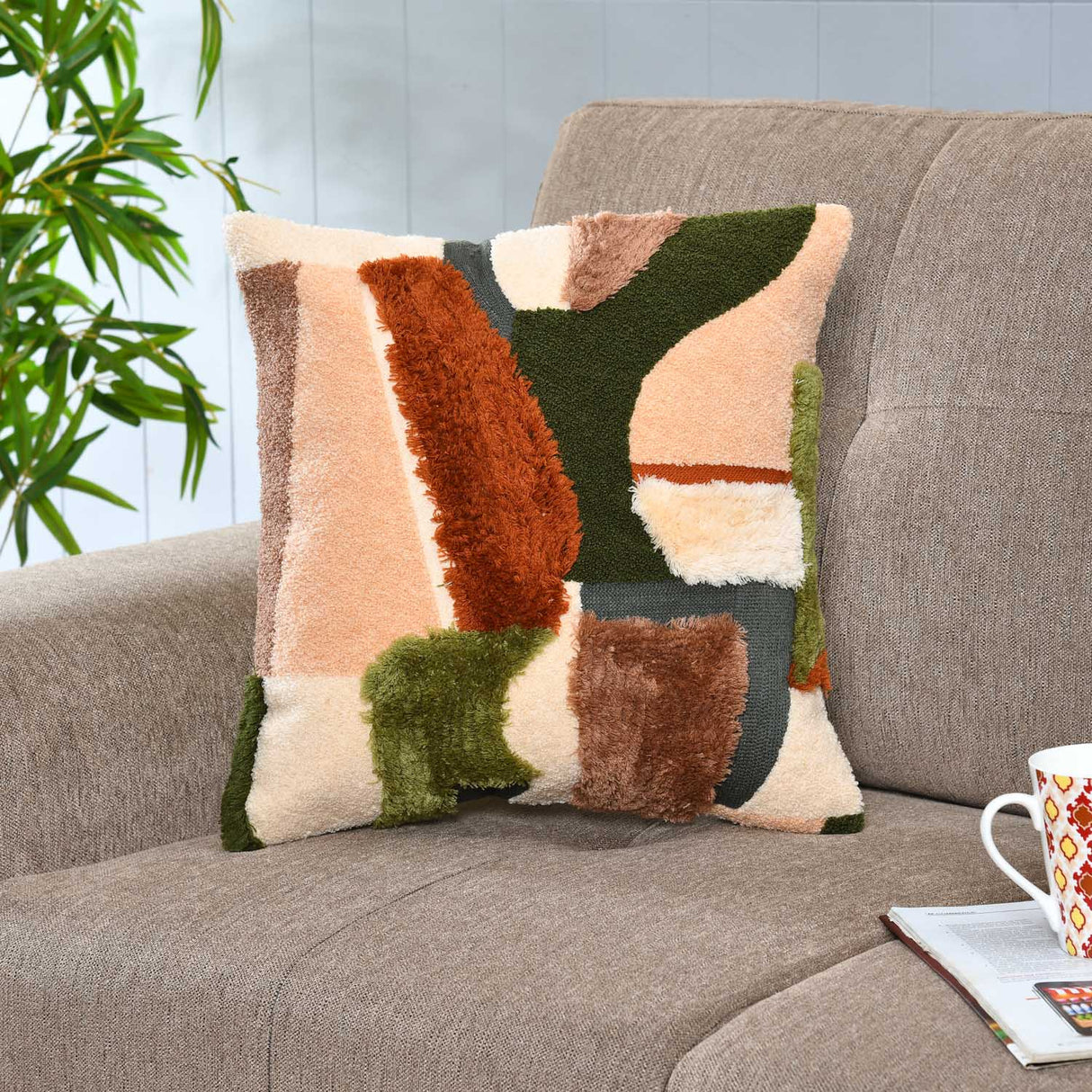 Abstract Tufted Cushion Cover- Multicolor
