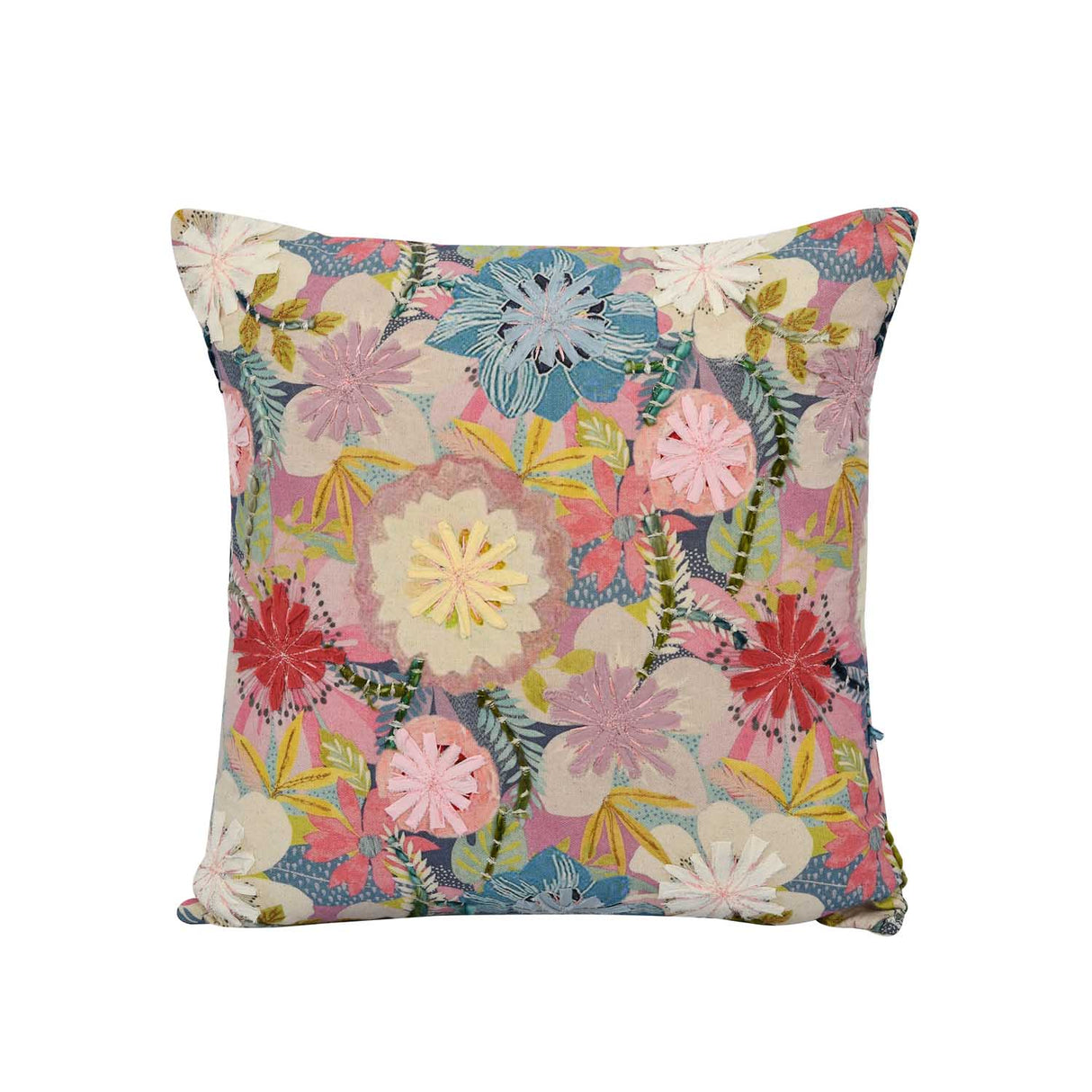 Floral Cotton Cushion Cover- Multicolor