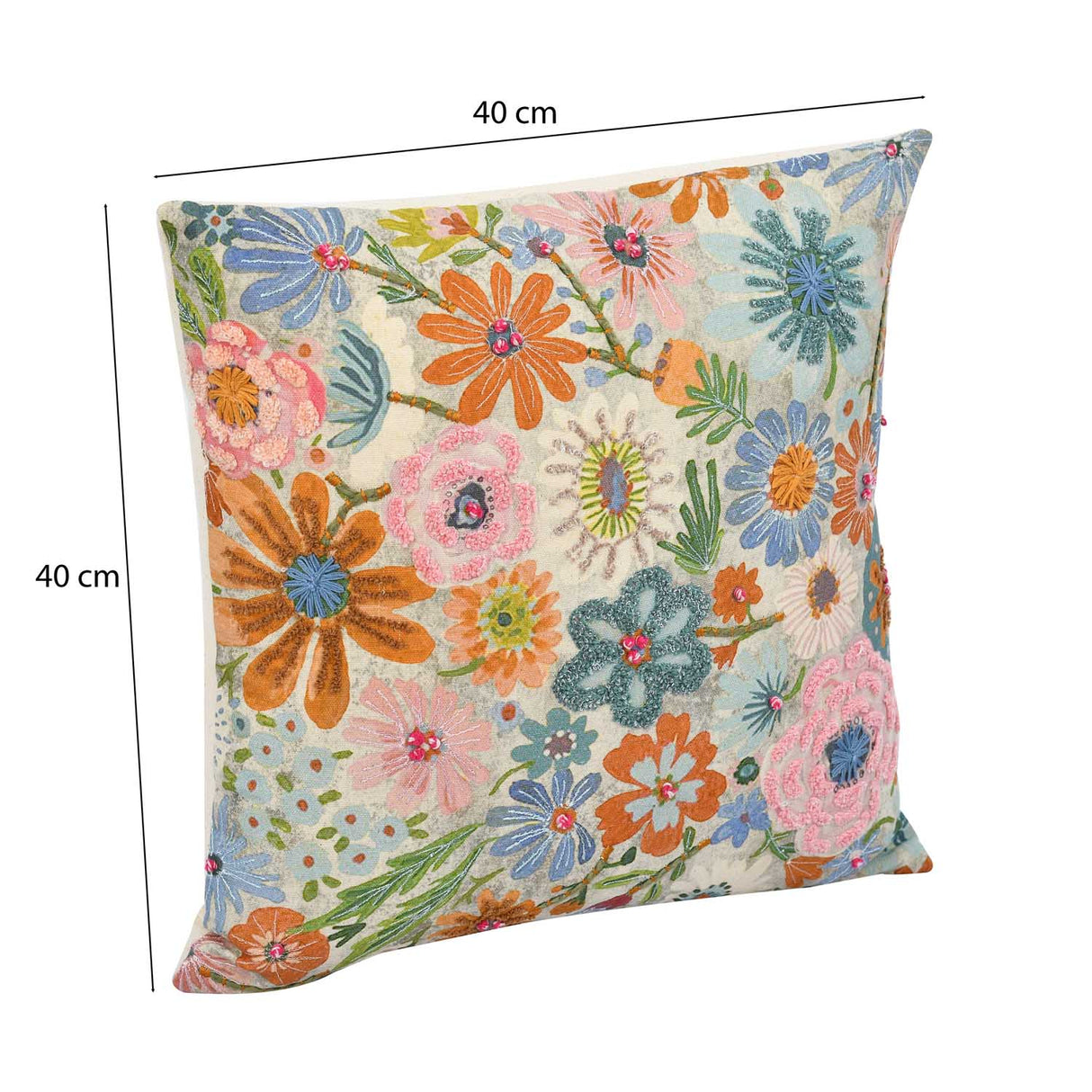 Floral Spread Cotton Cushion Cover- Multicolor