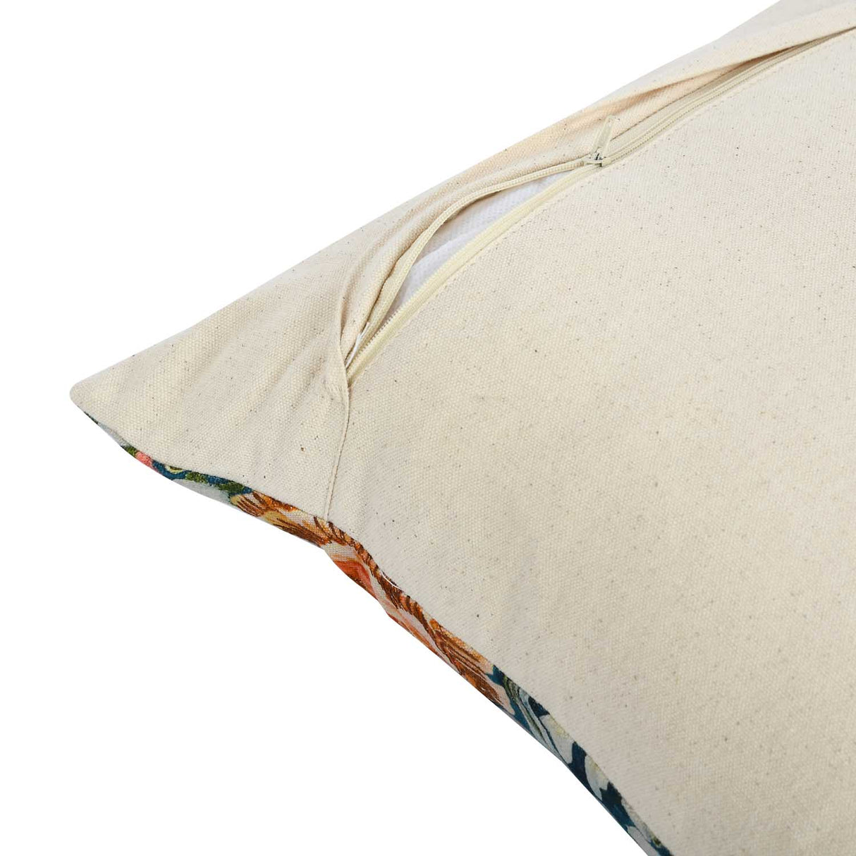 Blooming Bird Cotton Cushion Cover- Multicolor