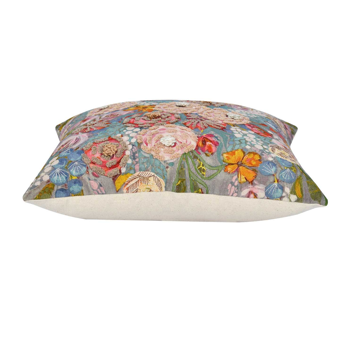 Floral Bunch Cotton Cushion Cover- Multicolor