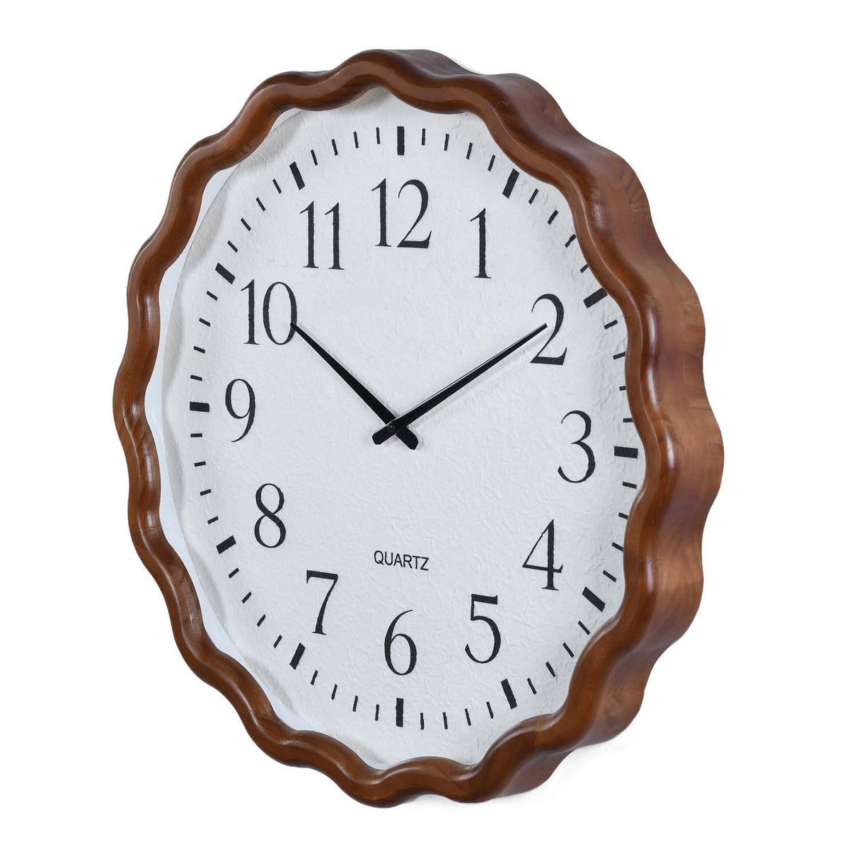 Scalloped Edge Wooden Wall Clock- Beige