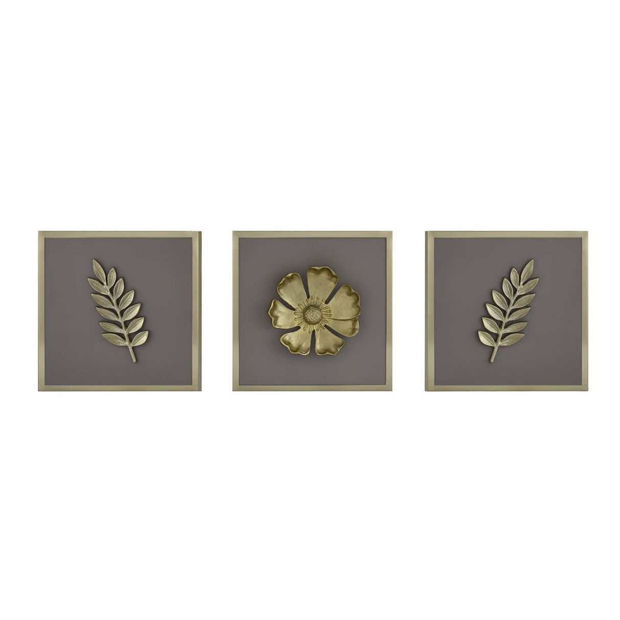 Botanic Metal & MDF Wall Art Set of 3- Gold & Cream