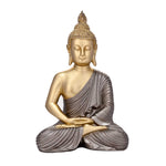 Meditating Buddha Decorative Polyresin Showpiece- Grey and Gold