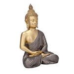 Meditating Buddha Decorative Polyresin Showpiece- Grey and Gold
