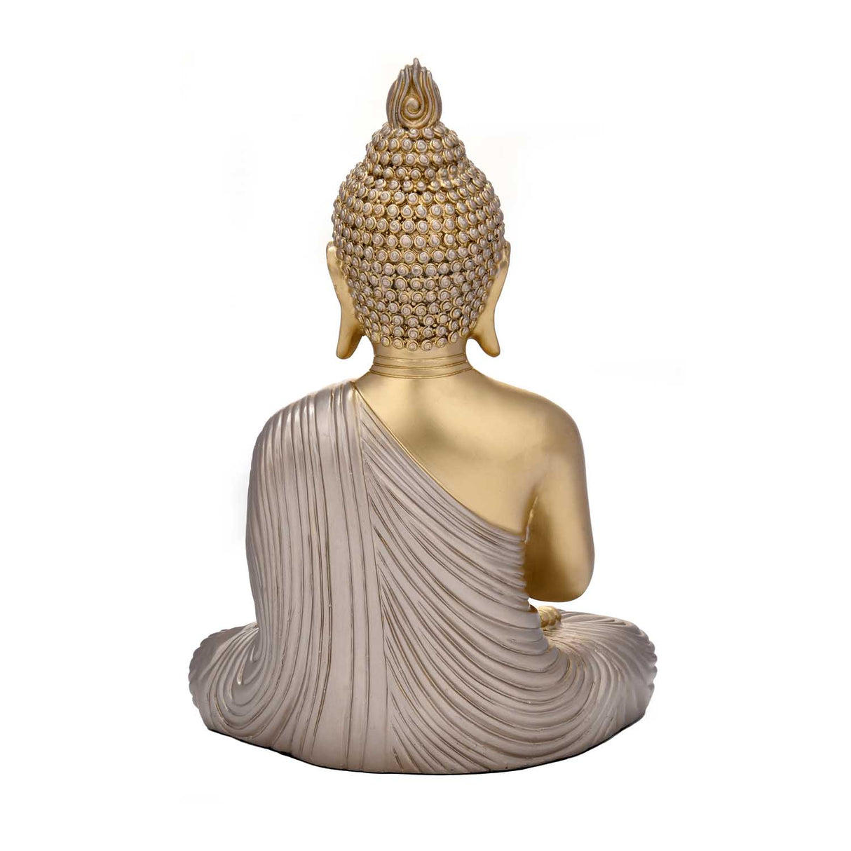 Namaskar Mudra Buddha Decorative Polyresin Showpiece- Gold and Silver
