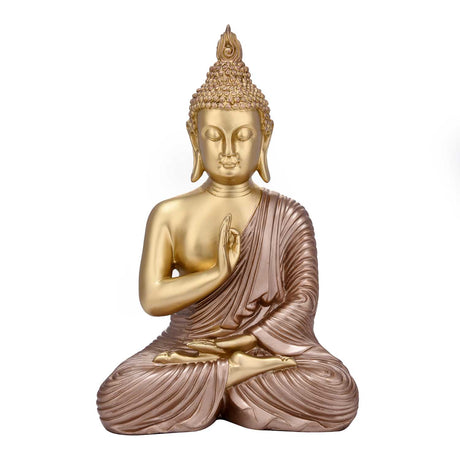 Vitarka Mudra Buddha Decorative Polyresin Showpiece- Bronze and Gold