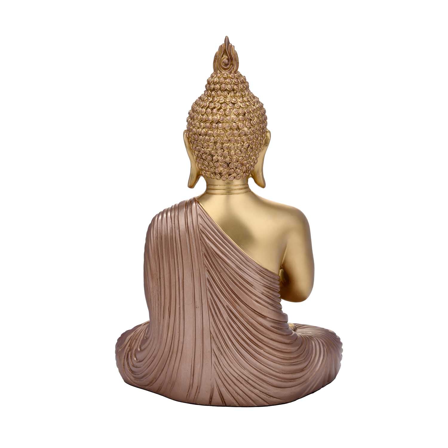 Vitarka Mudra Buddha Decorative Polyresin Showpiece- Bronze and Gold