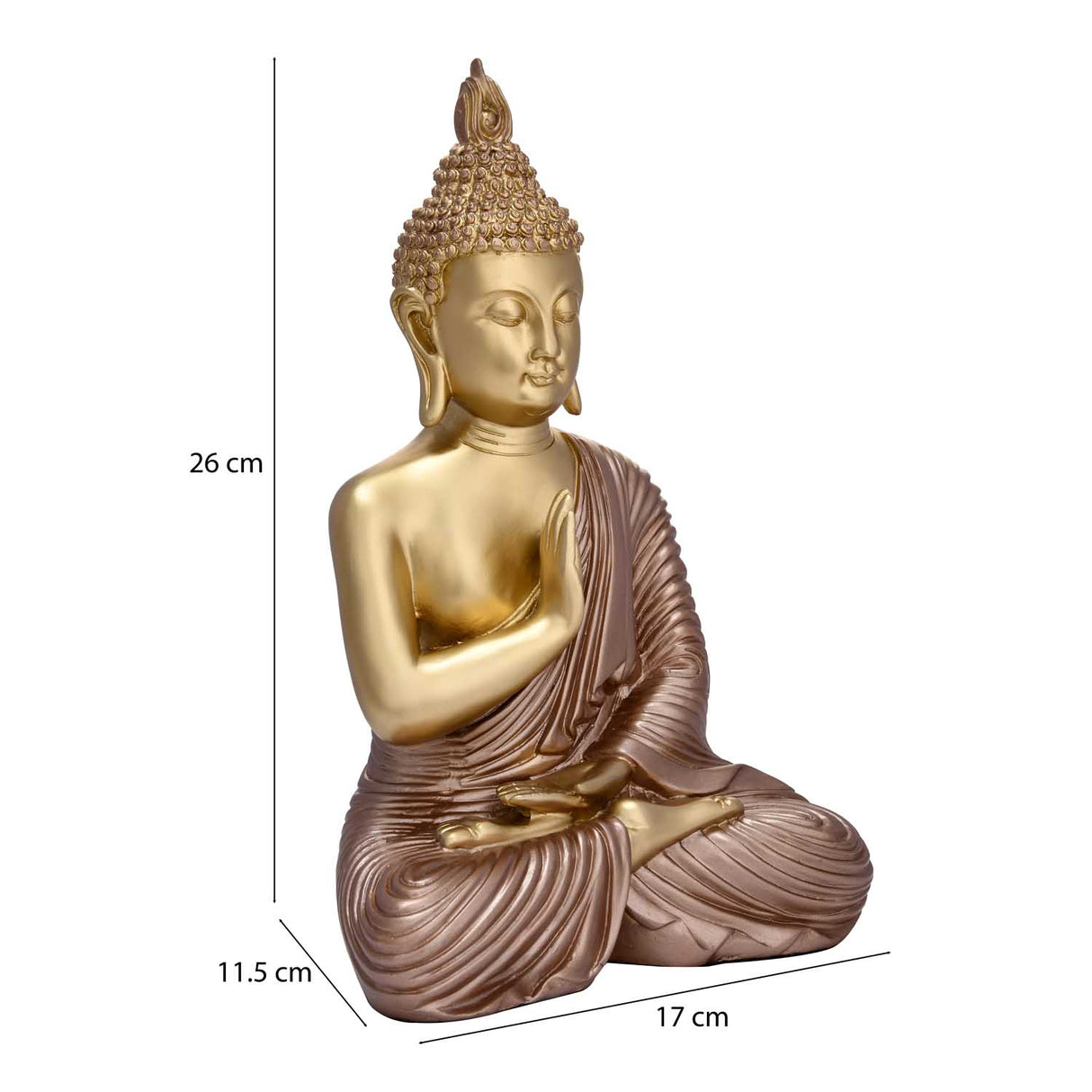 Vitarka Mudra Buddha Decorative Polyresin Showpiece- Bronze and Gold