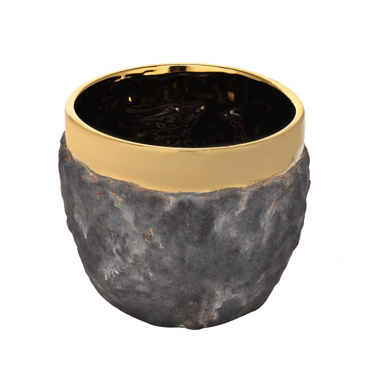 Decorative Ceramic Stone Texture Planter- Gold and Grey