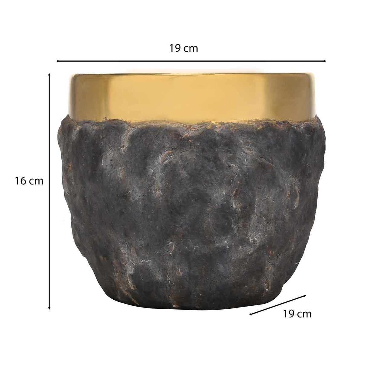Decorative Ceramic Stone Texture Planter- Gold and Grey