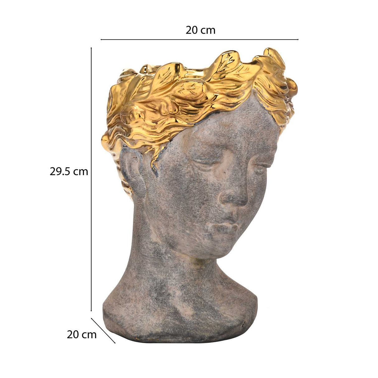 Lady Face Decorative Ceramic Showpiece- Brown and Gold