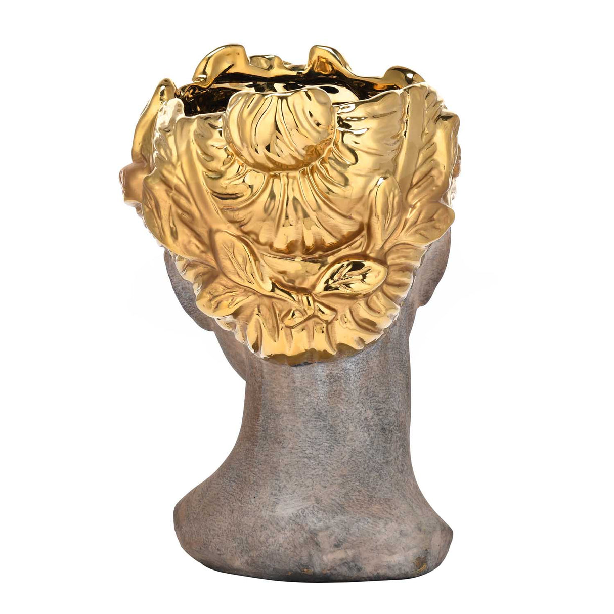 Lady Face Decorative Ceramic Showpiece- Brown and Gold