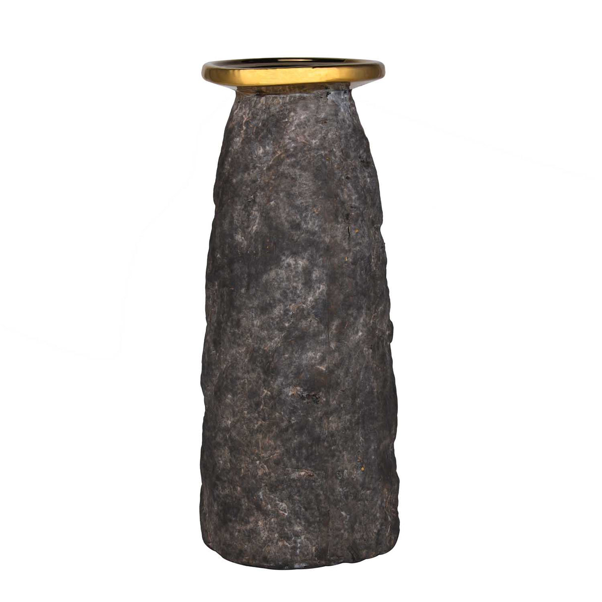 Decorative Ceramic Candle Stand Large- Gold and Grey