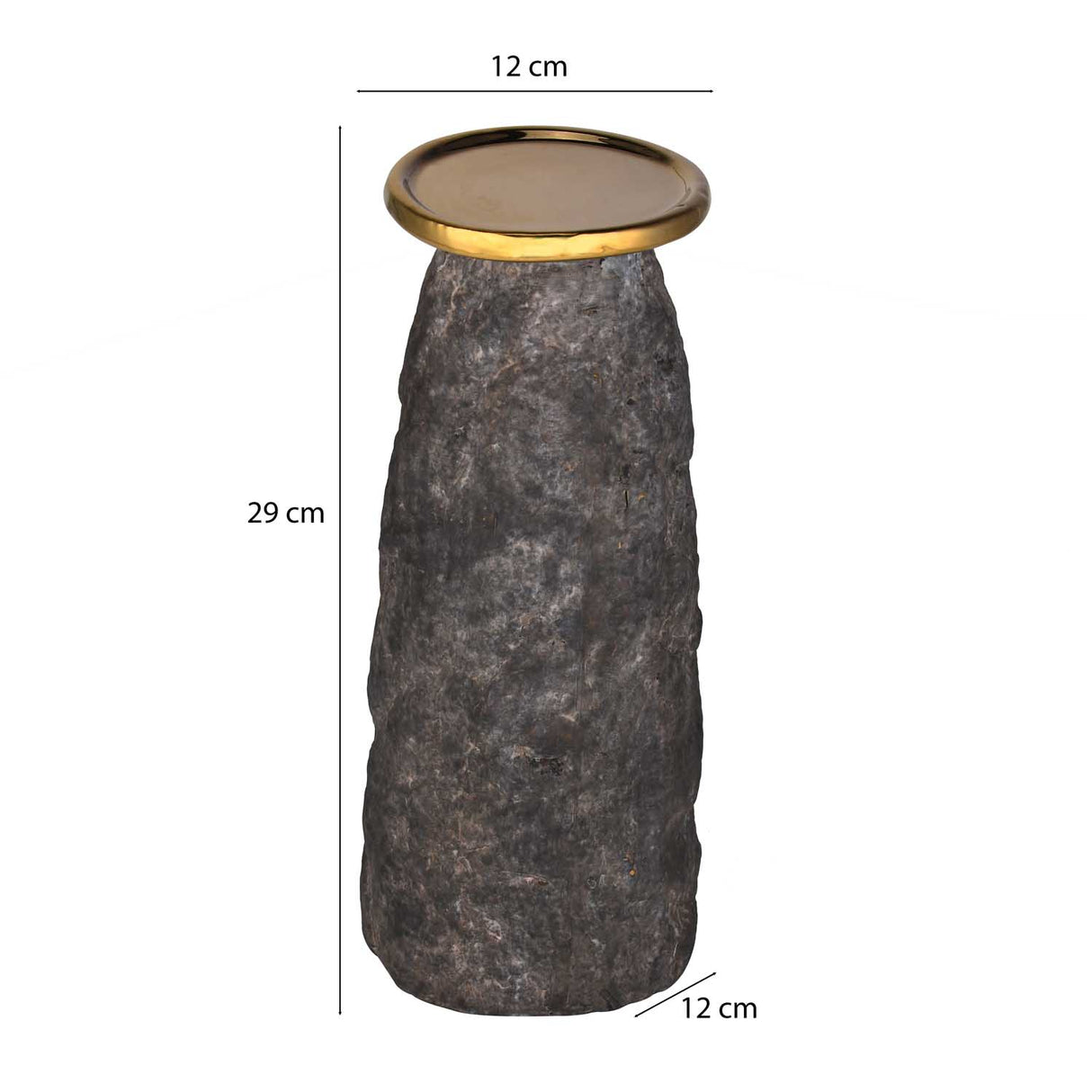 Decorative Ceramic Candle Stand Large- Gold and Grey