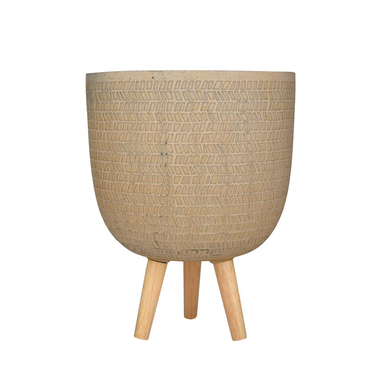 Chevron Pattern Trileg Planter Small- Brown
