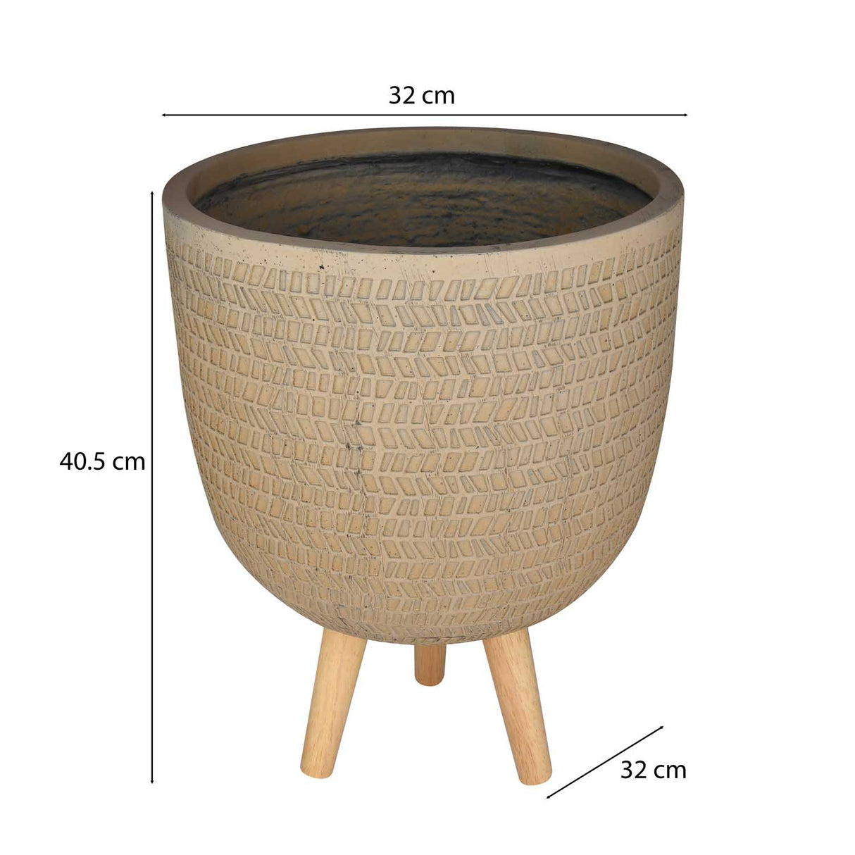 Chevron Pattern Trileg Planter Small- Brown