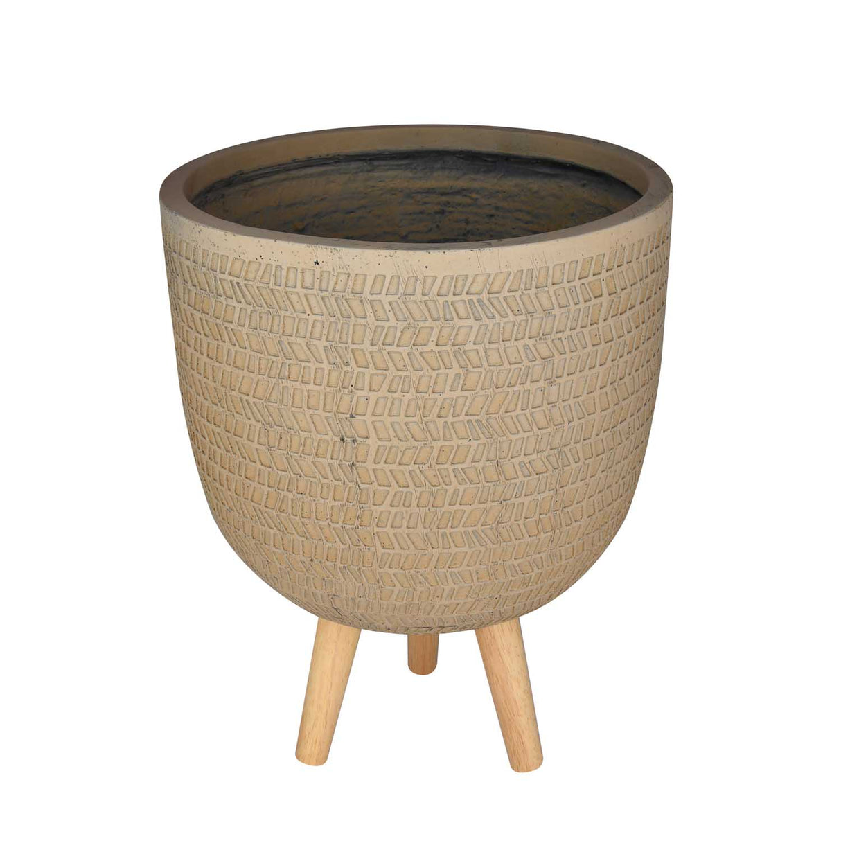 Chevron Pattern Trileg Planter Small- Brown